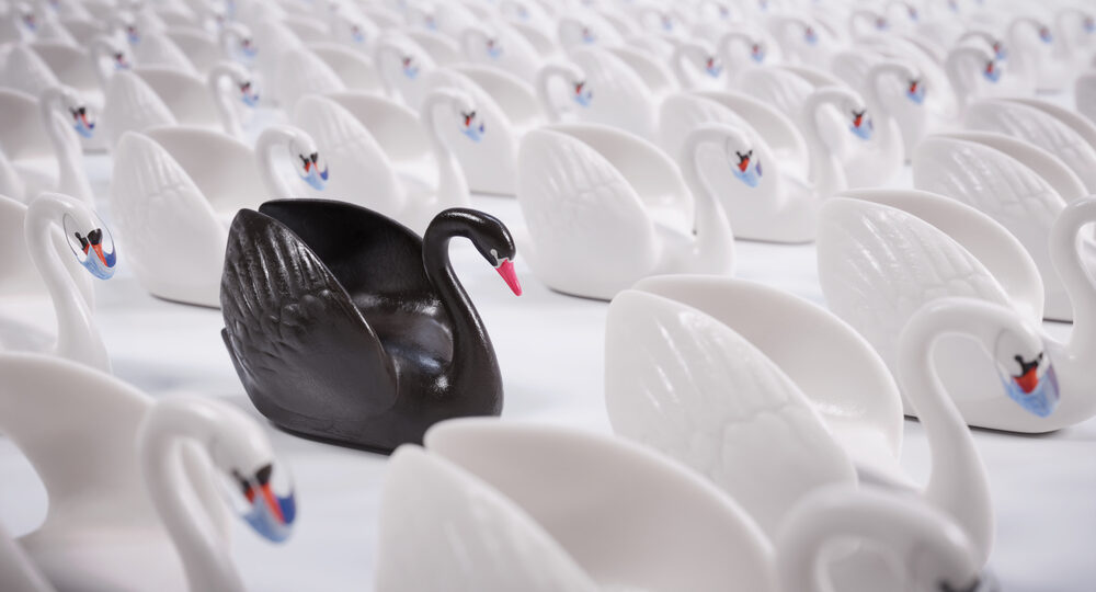 Black,Swan,Event,(face,Masks).,Concept.,A,Rare,And,Unexpected