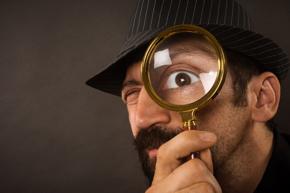 The,Curious,Detective,Is,Looking,With,Magnifier,Or,Magnifying,Glass