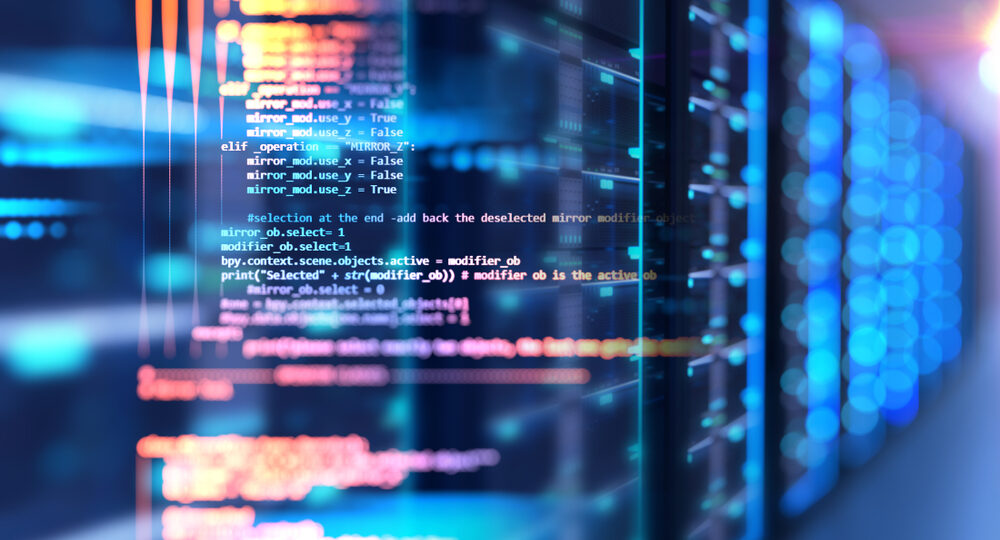 Server,Room,3d,Illustration,With,Node,Base,Programming,Data,Design