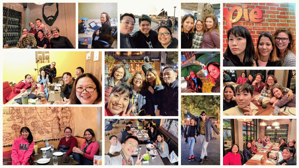 A collage of the Media MICE team from early years