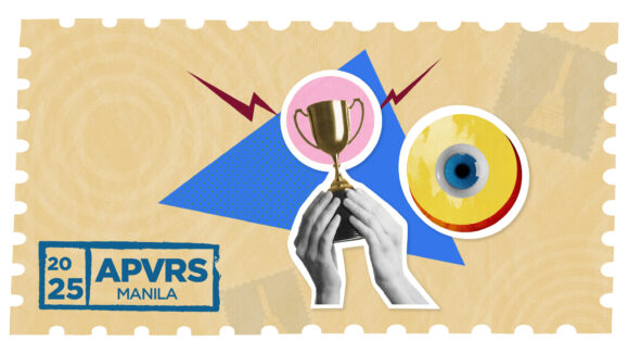 APVRS Tano Lecture Award and International Lecture Award featuring a trophy and an eye