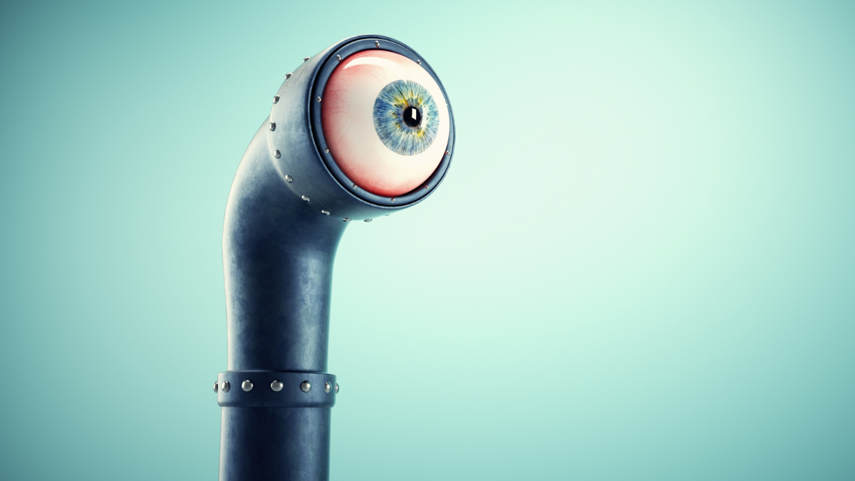 Eye-like imaging probe symbolizing endophthalmitis detection